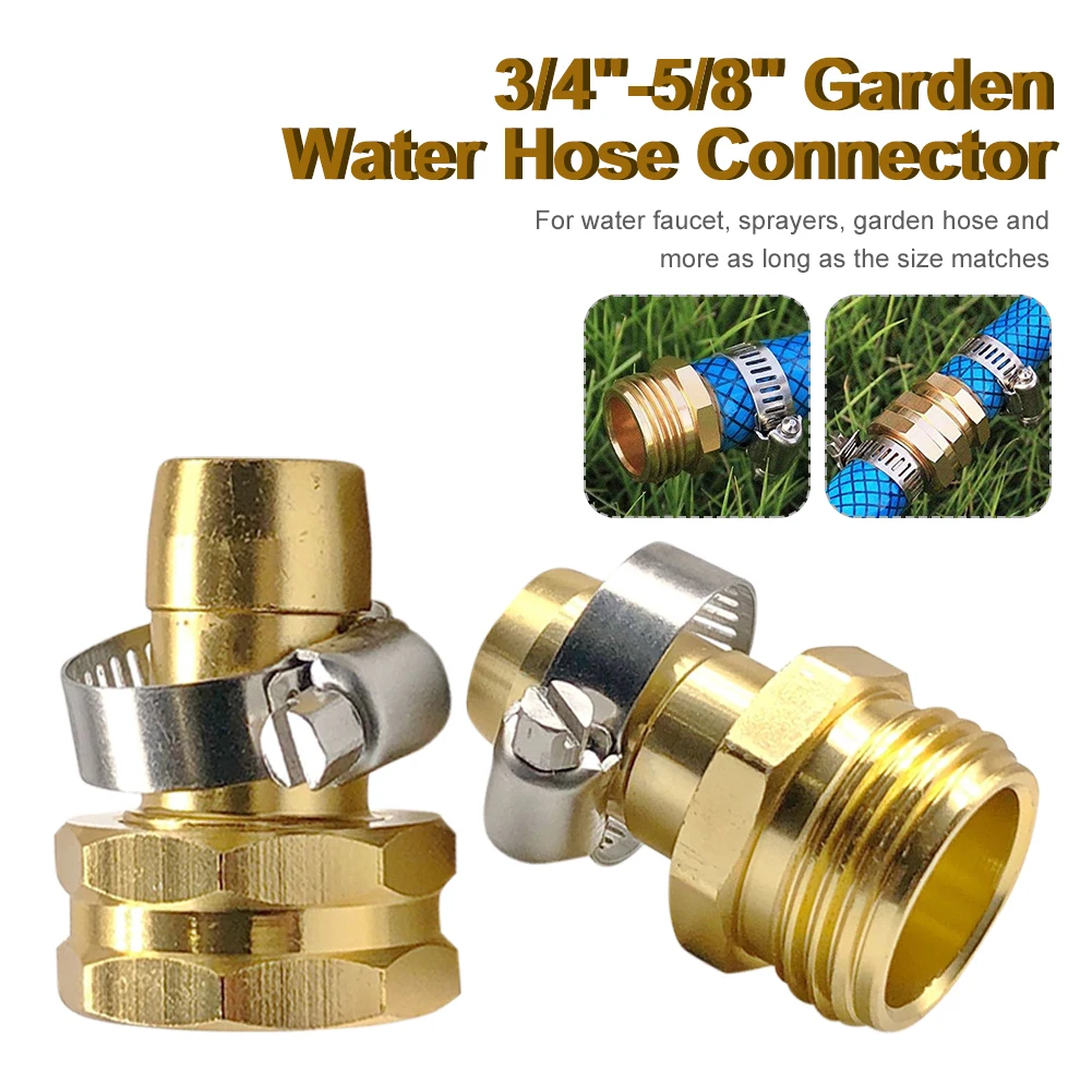2Pc 3/4" 5/8" Brass Garden Hose Connector with Clamps Leak-proof Male & Female Water Hose Quick Connect Fittings Repairing Tool
2Pc 3/4" 5/8" Brass Garden Hose Connector with Clamps Leak-proof Male & Female Water Hose Quick Connect Fittings Repairing Tool