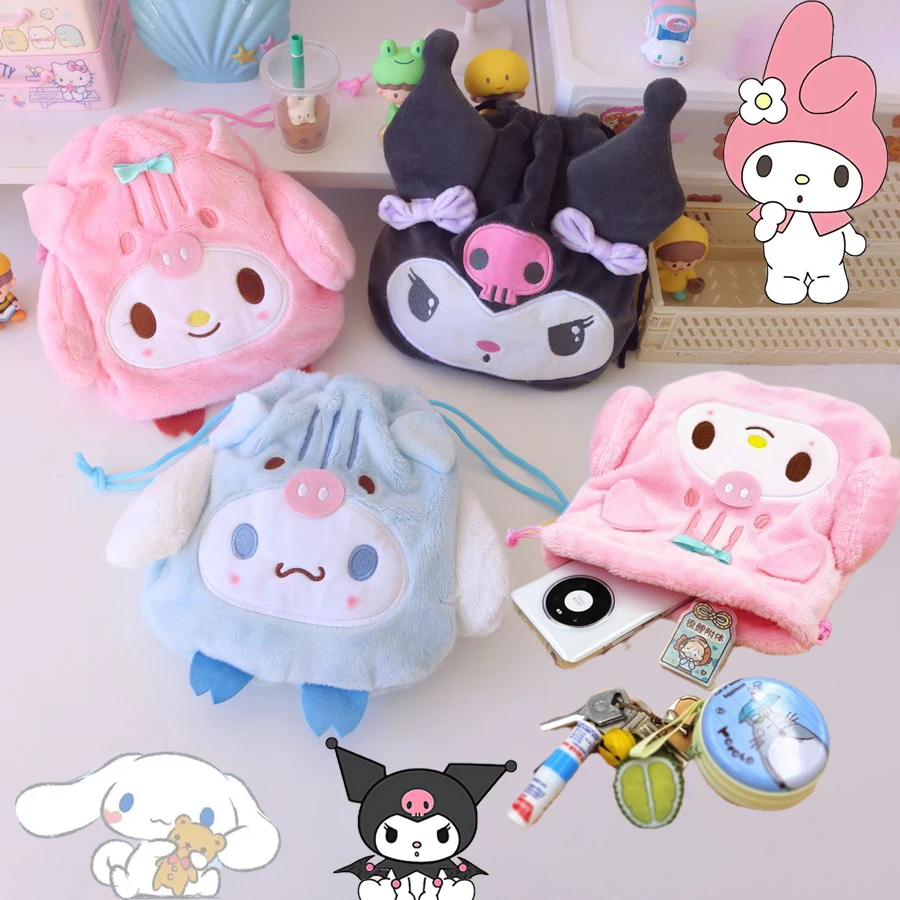 Sanriod Kuromi Mymelody Cinnamoroll Kawaii мультяшный плюшевый мешок на шнурке Аниме кукла кошелек для монет санитарная салфетка сумка для хранения подарок
Sanriod Kuromi Mymelody Cinnamoroll Kawaii мультяшный плюшевый мешок на шнурке Аниме кукла кошелек для монет санитарная салфетка сумка для хранения подарок