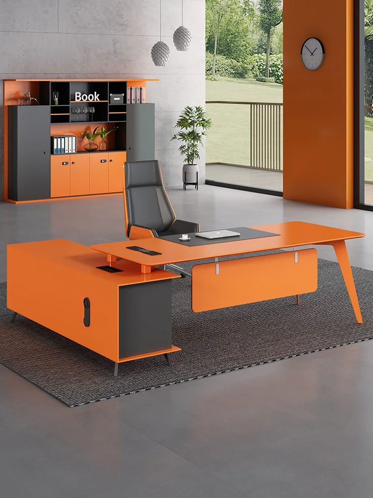 Simple, modern, light and luxurious, orange paint office table, large shift table and chair, free combination, with side cabinet
Simple, modern, light and luxurious, orange paint office table, large shift table and chair, free combination, with side cabinet