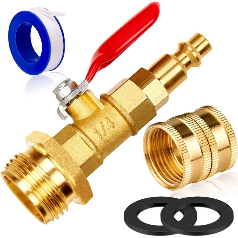 Dual Purpose Winterize Blowout Adapter With Quick Plug & 3/4Inch GHT Thread, Brass Made Winterizing Quick Fitting
Dual Purpose Winterize Blowout Adapter With Quick Plug & 3/4Inch GHT Thread, Brass Made Winterizing Quick Fitting