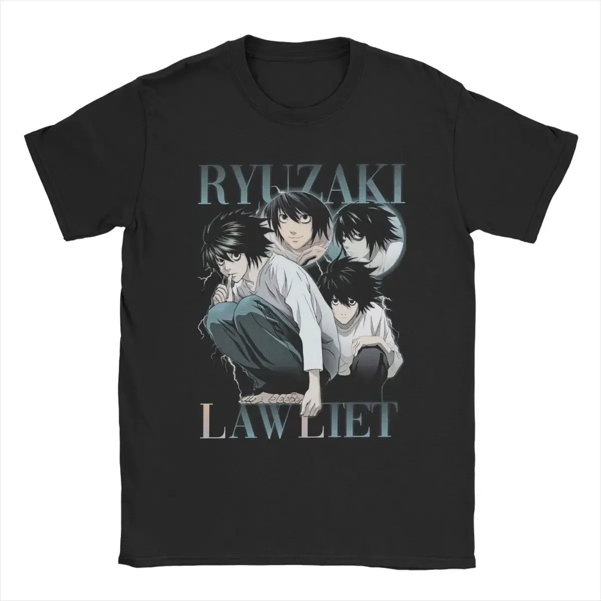 Футболки DN Anime Ryuzaki L Lawliet для мужчин хлопковая футболка отдыха футболки с круглым