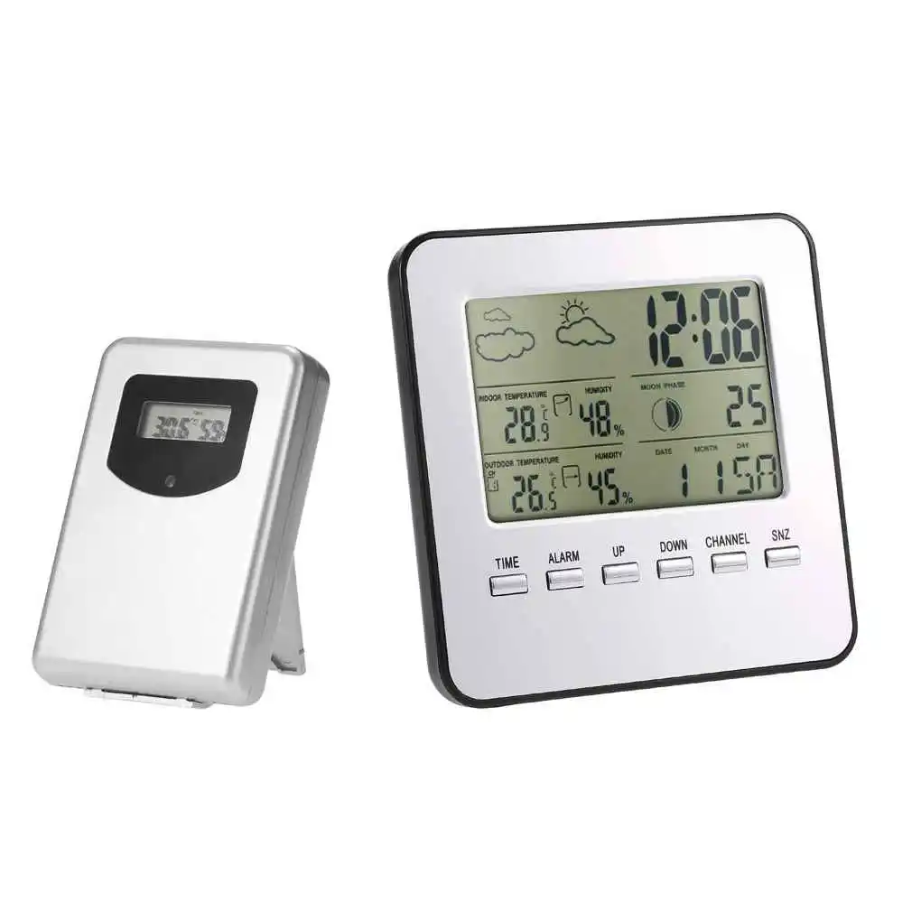 Wireles LCD Digital Thermometer Hygrometer Indoor Outdoor Weather Station Temperature Humidity Meter Weather Forecast AlarmClock
Wireles LCD Digital Thermometer Hygrometer Indoor Outdoor Weather Station Temperature Humidity Meter Weather Forecast AlarmClock