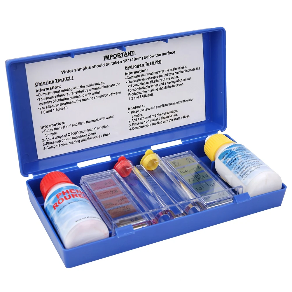 PH Chlorine Water Quality Test Kit Swimming Pool Tester Water Testing Box Used For Swimming Pools Hot Springs Spas
PH Chlorine Water Quality Test Kit Swimming Pool Tester Water Testing Box Used For Swimming Pools Hot Springs Spas