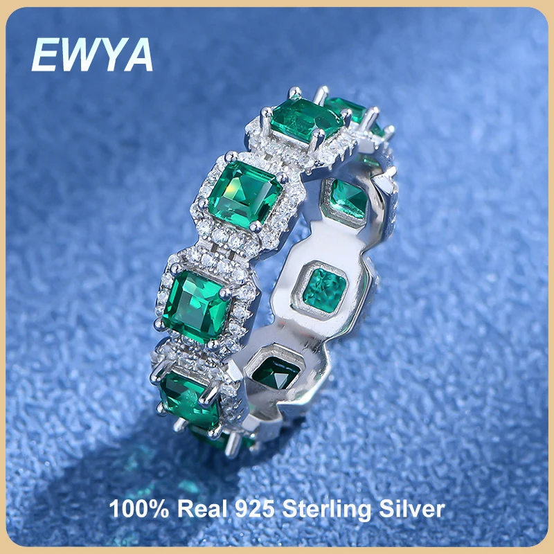 EWYA Real S925 Sterling Silver Green Emerald Zircon Row Ring Full High Carbon Diamond Rings for Women Wedding Band Fine Jewelry
EWYA Real S925 Sterling Silver Green Emerald Zircon Row Ring Full High Carbon Diamond Rings for Women Wedding Band Fine Jewelry