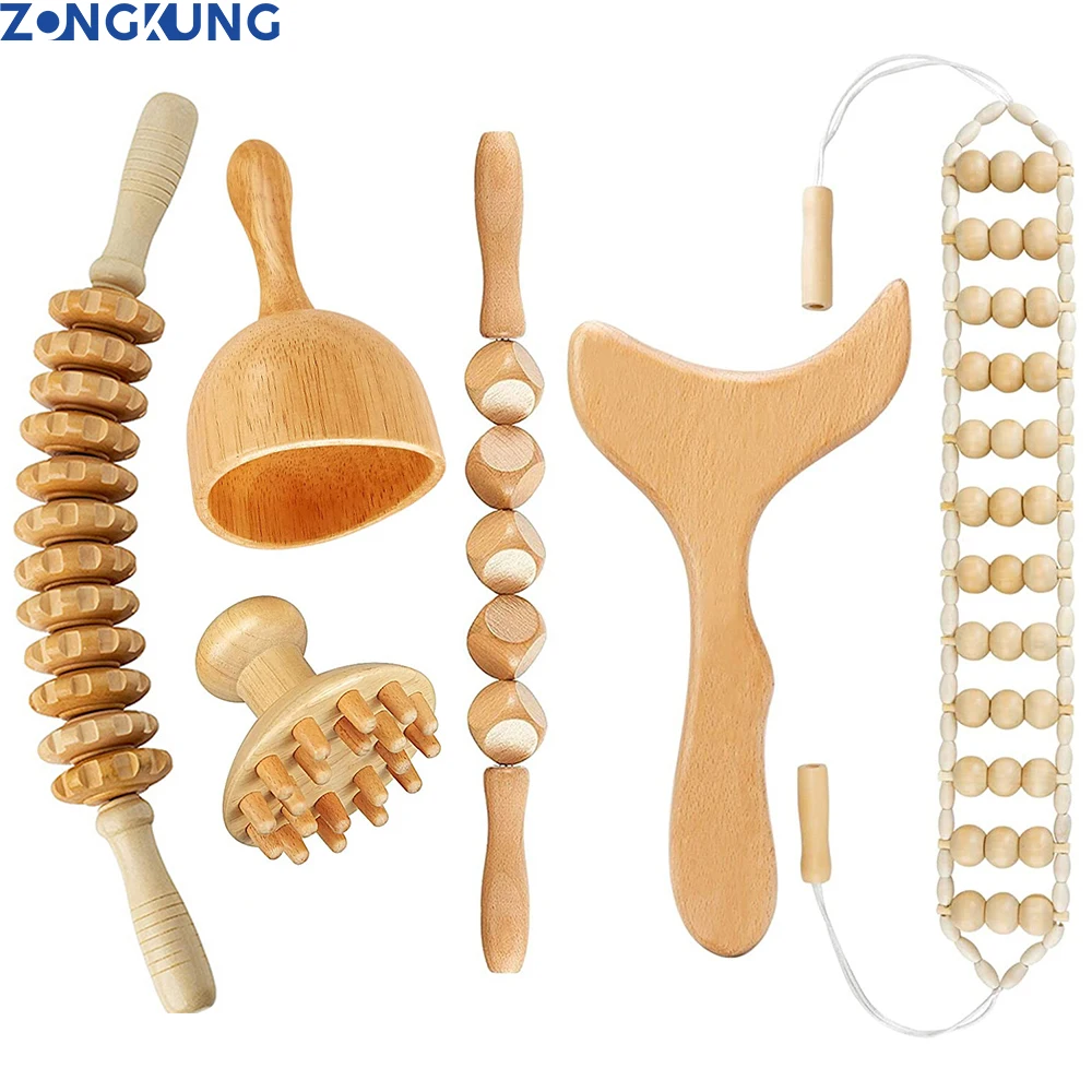 

Wooden Gua Sha Therapy Massage Tools, Lymphatic Drainage Massager, Maderoterapia Kit -Anti Cellulite, Body Shaping, Muscle Relax