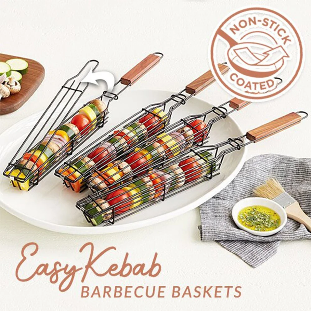 1PC Portable Grilling Basket Stainless Steel Reusable Durable Anti-Corrosion Wooden Handle Grill Net Kabob Kitchen BBQ Tools 
1PC Portable Grilling Basket Stainless Steel Reusable Durable Anti-Corrosion Wooden Handle Grill Net Kabob Kitchen BBQ Tools