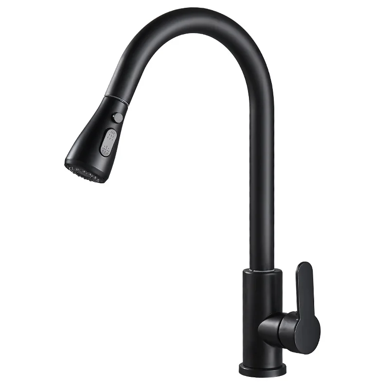 Black all-copper kitchen pull-out hot and cold water faucet Multifunctional faucet with double water outlet mode rotation
Black all-copper kitchen pull-out hot and cold water faucet Multifunctional faucet with double water outlet mode rotation