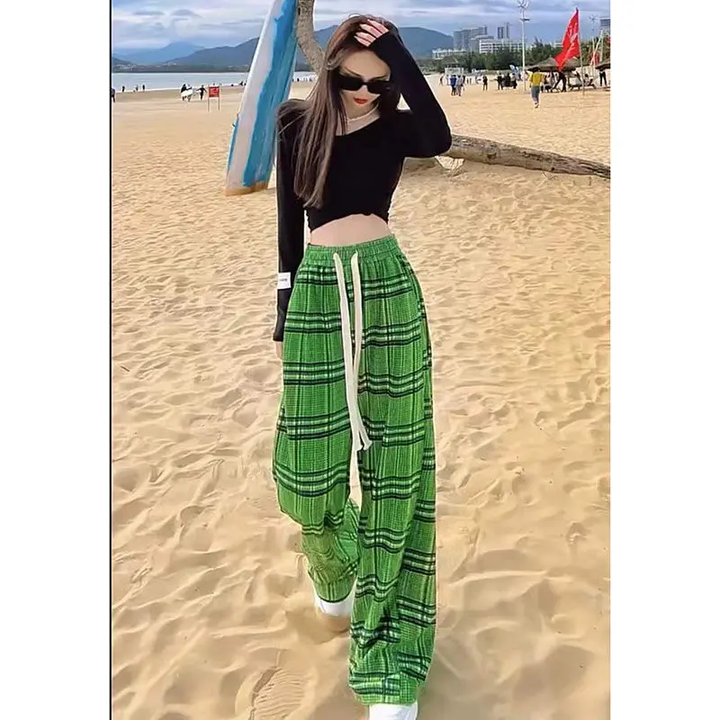 2022 Korean Style New Arrival Summer Women All-matched Full Length Casual Loose Elastic Waist Vintage Plaid Straight Pants P329
2022 Korean Style New Arrival Summer Women All-matched Full Length Casual Loose Elastic Waist Vintage Plaid Straight Pants P329