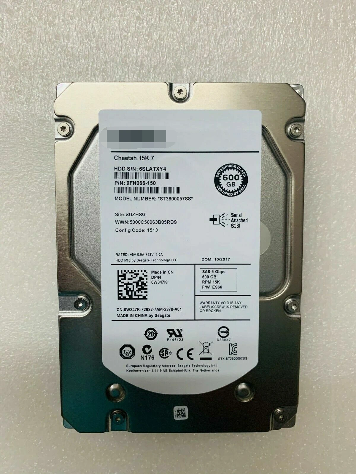 

FOR Dell Cheetah 15K .7 W347K 0W347K ST3600057SS 600GB 6G 3.5" SAS HARD DRIVE