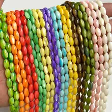 Oval Colorful Shell Beads Rice Shape Natural Mother of Pearl Shell Spacer Beads for Jewelry Making DIY Craft Accessories 15