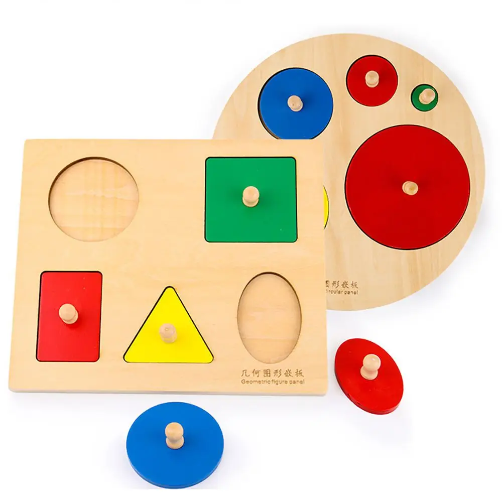 

Детская настольная игра для раннего обучения Монтессори головоломка игрушка колышек пазл красочная панель деревянные геометрические блоки