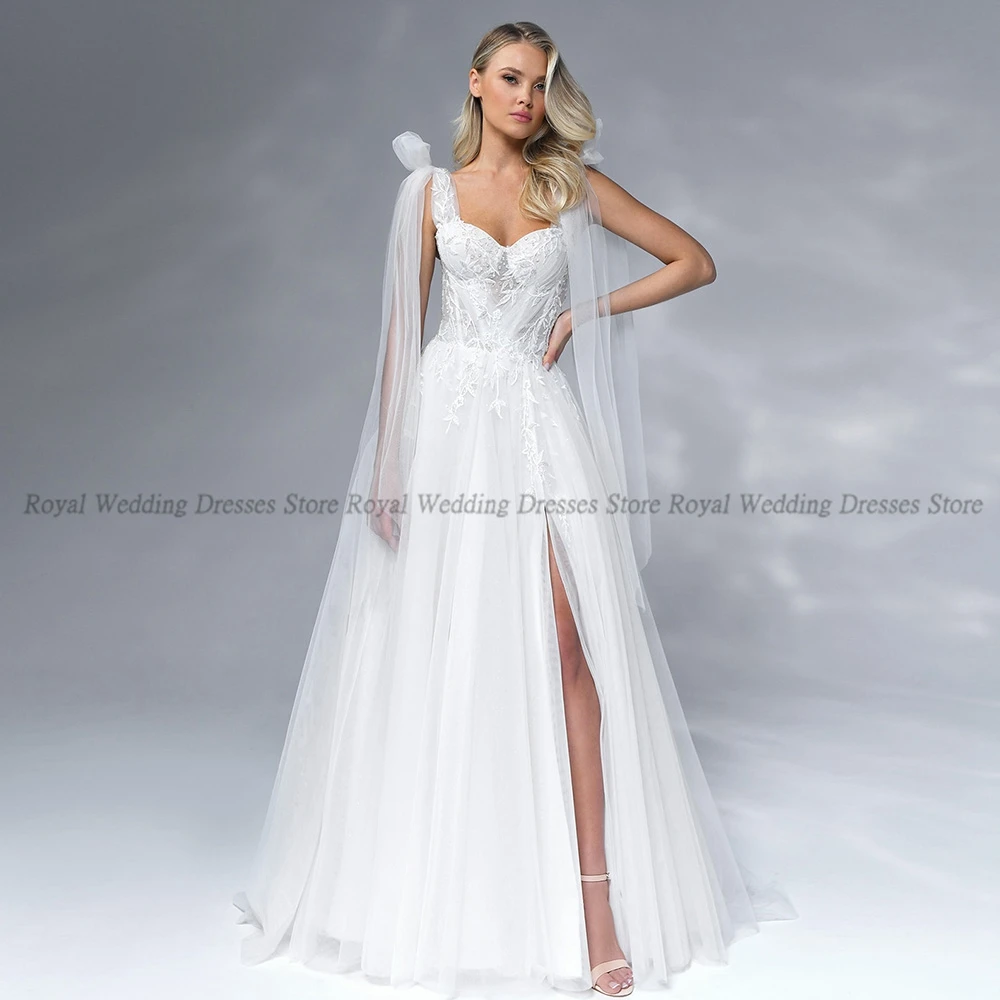 RANMO A Line Wedding Dresses High Slit Sleeveless Draped Handmade Flower Boat Neck Open Back 2022 Floor Length Gowns Robe De Ma
RANMO A Line Wedding Dresses High Slit Sleeveless Draped Handmade Flower Boat Neck Open Back 2022 Floor Length Gowns Robe De Ma
