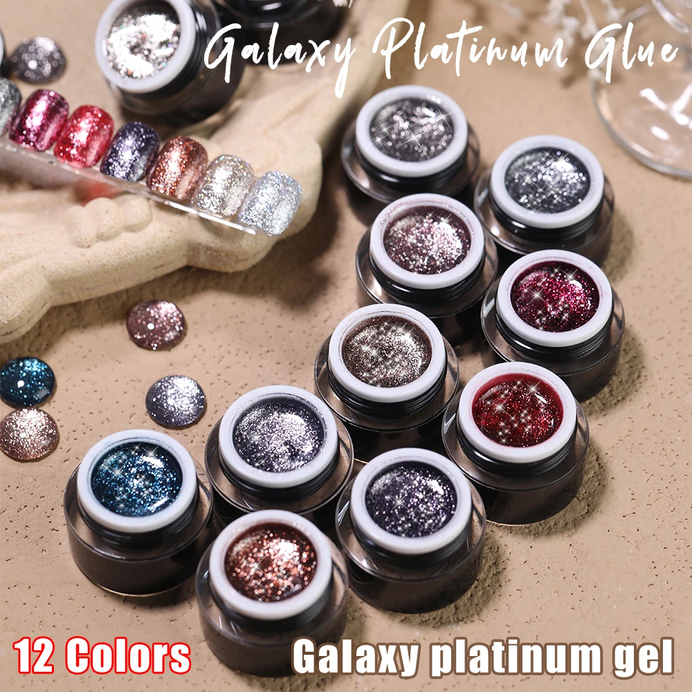 

Vendeeni 12 Colors Glitter Platinum Gel Nail Polish Shiny Galaxy UV LED Soak Off Gel Lacquer Line Drawing Painting Gel Varnish