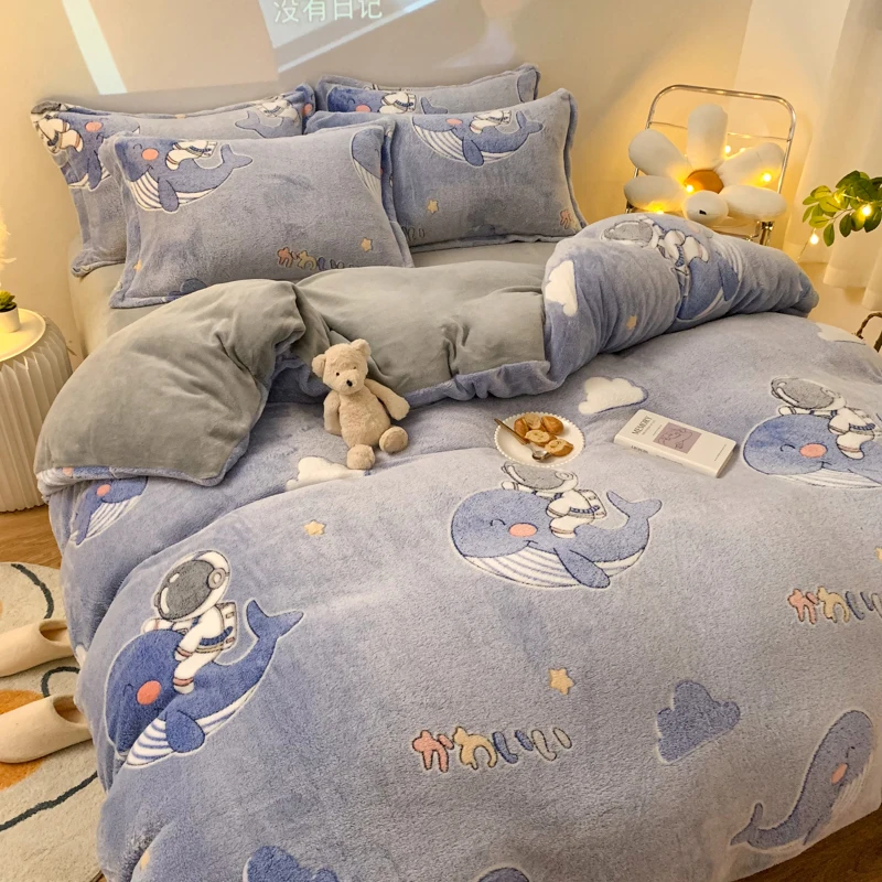 Winter Snow Velvet Quilt Cover Blue Whale Cartoon Duvet Cover Household Kids Bedroom Warm Skin-friendly Double-sided Warm Cover
Winter Snow Velvet Quilt Cover Blue Whale Cartoon Duvet Cover Household Kids Bedroom Warm Skin-friendly Double-sided Warm Cover