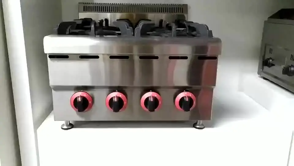 

Коммерческое кухонное оборудование из нержавеющей стали, газовая плита с 4 горелками