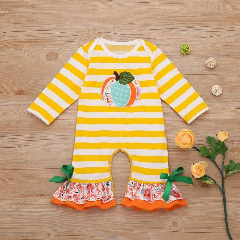 Halloween Pumpkin Print Baby Romper Embroidered Flare Pants Autumn Newborn Long Sleeve Stripe Infant Jumpsuit
Halloween Pumpkin Print Baby Romper Embroidered Flare Pants Autumn Newborn Long Sleeve Stripe Infant Jumpsuit