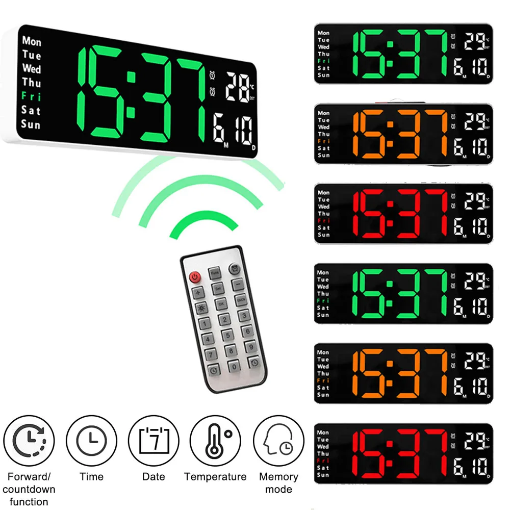 13In Sitting Hanging Dual-Purpose Wall Clock Remote Control Temp Date Week Display LED Digital Table Alarm Clock Home Decoration
13In Sitting Hanging Dual-Purpose Wall Clock Remote Control Temp Date Week Display LED Digital Table Alarm Clock Home Decoration
