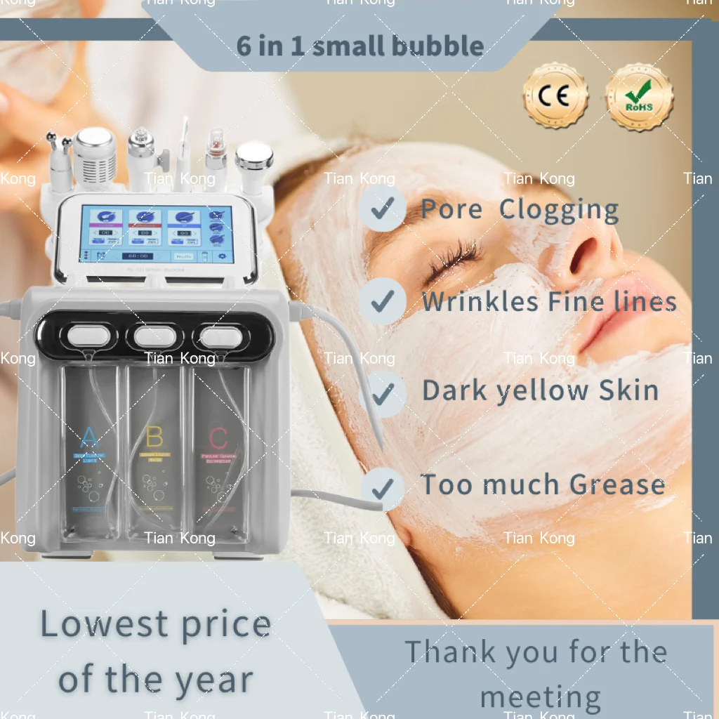 6-in-1 H2-O2 Hydro Dermatization RF Lift Spa Facial Hydro Facial Microdermabrasion Machine Water Dermatization Beauty Machine
6-in-1 H2-O2 Hydro Dermatization RF Lift Spa Facial Hydro Facial Microdermabrasion Machine Water Dermatization Beauty Machine
