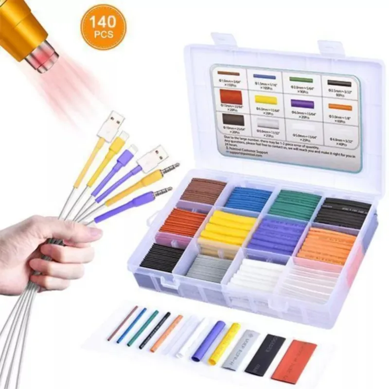 164Pcs/Set Thermoresistant Tube Heat Shrink Wrapping Kit Shrin Tubing Assorted Size Wire Cable Insulation Sleeving Cable Sleeve
164Pcs/Set Thermoresistant Tube Heat Shrink Wrapping Kit Shrin Tubing Assorted Size Wire Cable Insulation Sleeving Cable Sleeve