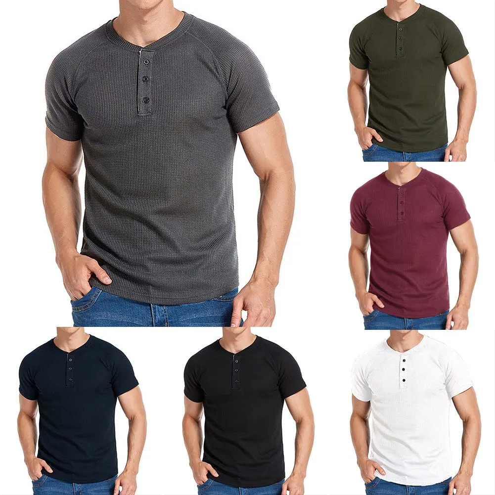 Мужская теплая рубашка Henley с коротким рукавом вафельная Повседневная футболка на пуговицах Модные топы
Мужская теплая рубашка Henley с коротким рукавом вафельная Повседневная футболка на пуговицах Модные топы