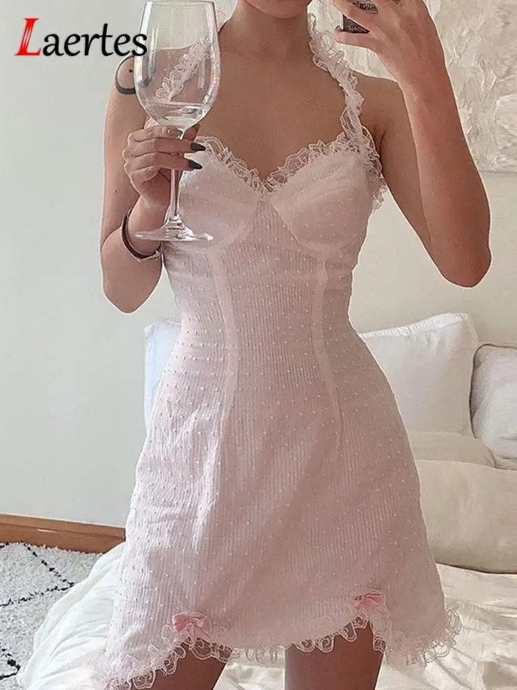 Laertes Fashion Sexy Sleeveless Lace Halter Neck Slim Mini Dress Y2K 2022 Summer Women Fairycore Casual Sweet Party Outfits
Laertes Fashion Sexy Sleeveless Lace Halter Neck Slim Mini Dress Y2K 2022 Summer Women Fairycore Casual Sweet Party Outfits