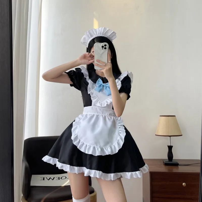 Japanese Black White Classic Maid Dress S-5XL 100% Polyester Cosplay Outfit Blue Bow Tie Anime Summer Lolita Costume With Apron
Japanese Black White Classic Maid Dress S-5XL 100% Polyester Cosplay Outfit Blue Bow Tie Anime Summer Lolita Costume With Apron