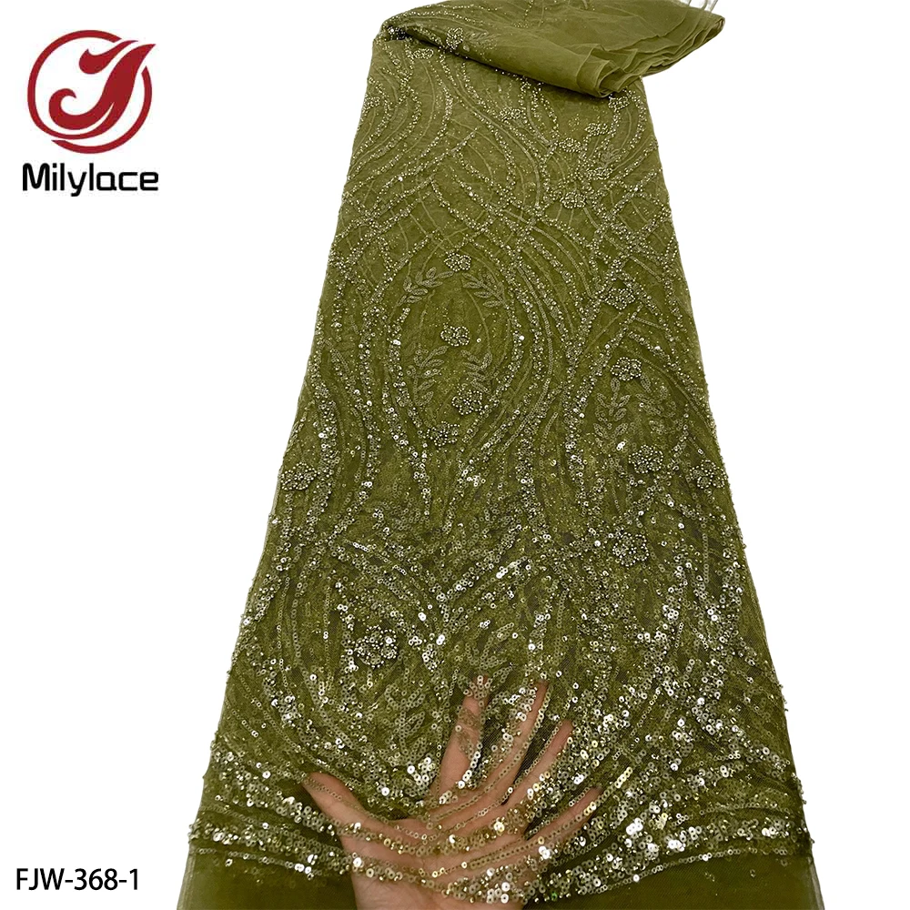 Luxury Beaded African Lace Frabric High Quality French Lace Sequins Embroidered Lace Fabric for Wedding Dress FJW-368
Luxury Beaded African Lace Frabric High Quality French Lace Sequins Embroidered Lace Fabric for Wedding Dress FJW-368
