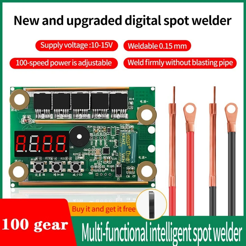 100 Gear Smart Digital Display Spot Welder DIY Spot Welder 10-15V 2600A 0.15Mm 18650 Lithium Battery +35Cm Welding Pen 
100 Gear Smart Digital Display Spot Welder DIY Spot Welder 10-15V 2600A 0.15Mm 18650 Lithium Battery +35Cm Welding Pen