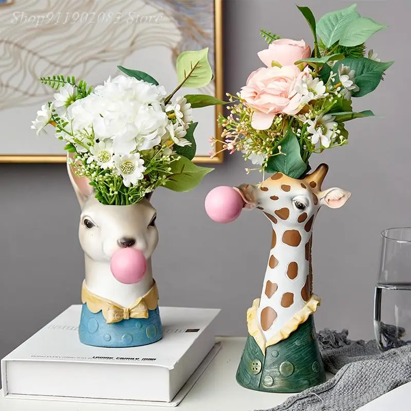 Resin Cartoon Animal Head Vase Flower Pot Bubble Gum Children's Room Decoration Simulation Animal Creative Crafts Decoration
Resin Cartoon Animal Head Vase Flower Pot Bubble Gum Children's Room Decoration Simulation Animal Creative Crafts Decoration