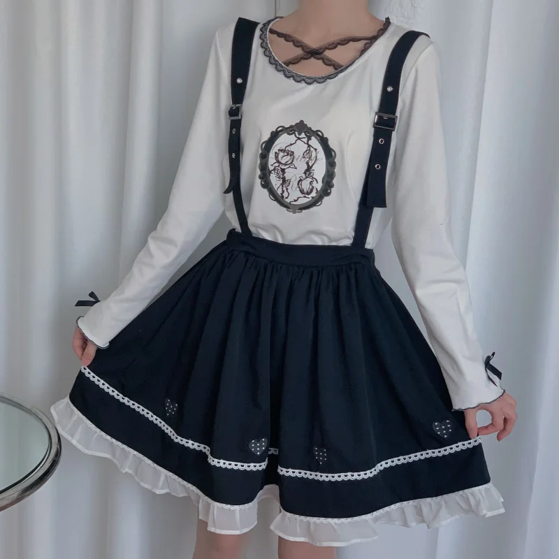 Girly Styles Alice of Spades Spring Summer Women's Lolita Lace Black skirt Sweet Cosplay Student Strap Dress Japanese Women Gift
Girly Styles Alice of Spades Spring Summer Women's Lolita Lace Black skirt Sweet Cosplay Student Strap Dress Japanese Women Gift