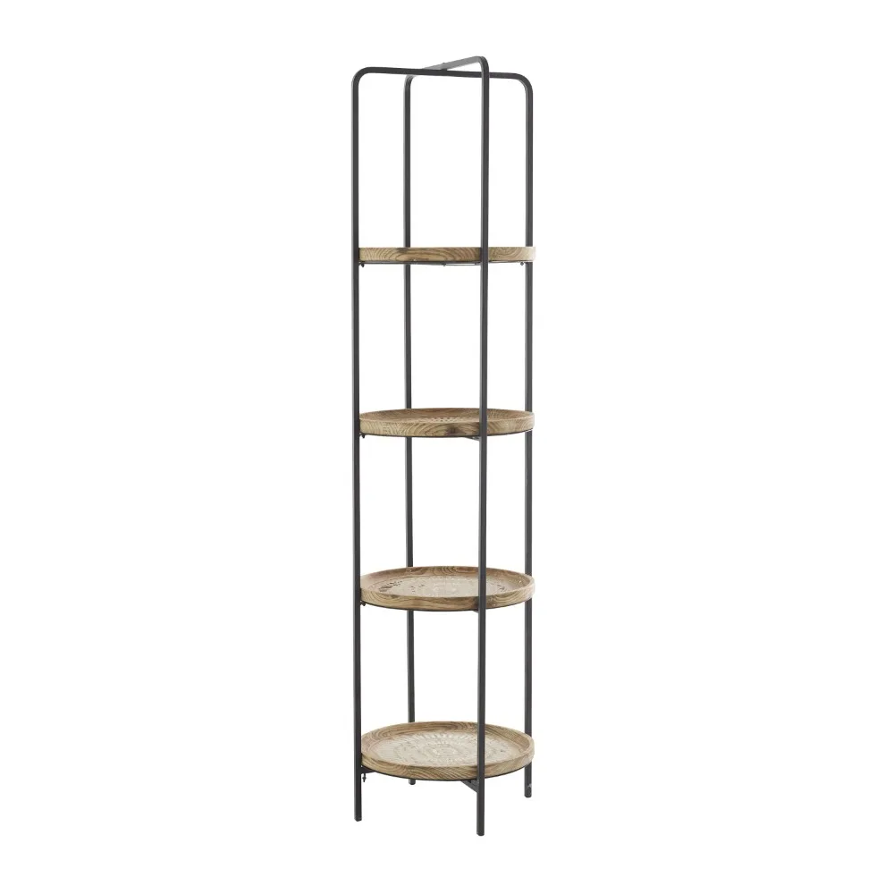 

DecMode 17" x 64" Brown Wood 4-Tier Shelving Unit, 1-Piece