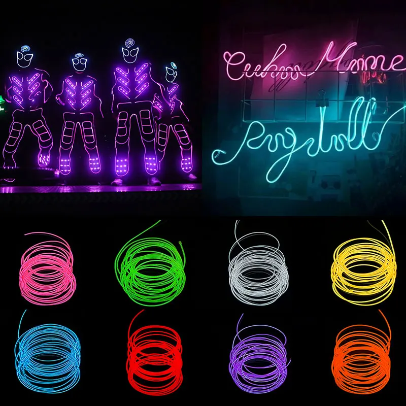 1M/3M/5M Glow EL Wire Cable LED Neon Light Christmas Wedding Dance Party Decor DIY Costumes Clothing Glow In The Dark Supplies
1M/3M/5M Glow EL Wire Cable LED Neon Light Christmas Wedding Dance Party Decor DIY Costumes Clothing Glow In The Dark Supplies