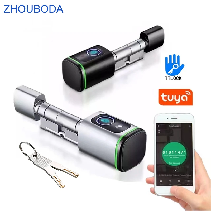 Tuya Fingerprint Smart Door Lock Card Bluetooth Cylinder Lock TTLock APP Biometric Electronic Lock Digital Keyless Home Security
Tuya Fingerprint Smart Door Lock Card Bluetooth Cylinder Lock TTLock APP Biometric Electronic Lock Digital Keyless Home Security