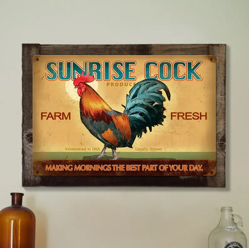 Sunrise Cock Rooster Wall Art Chicken Metal Sign American Steel Wall Decor Vintage Plaque 8x12 Inch
Sunrise Cock Rooster Wall Art Chicken Metal Sign American Steel Wall Decor Vintage Plaque 8x12 Inch
