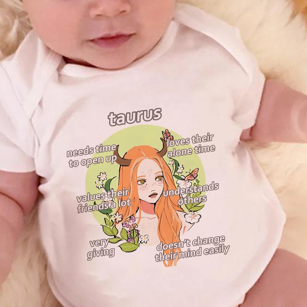 Funny New Taurus Graphic Sweet Short Sleeve Baby Onesie Harajuku Twelve Constellations Series O-Neck All-Match Infant Romper
Funny New Taurus Graphic Sweet Short Sleeve Baby Onesie Harajuku Twelve Constellations Series O-Neck All-Match Infant Romper