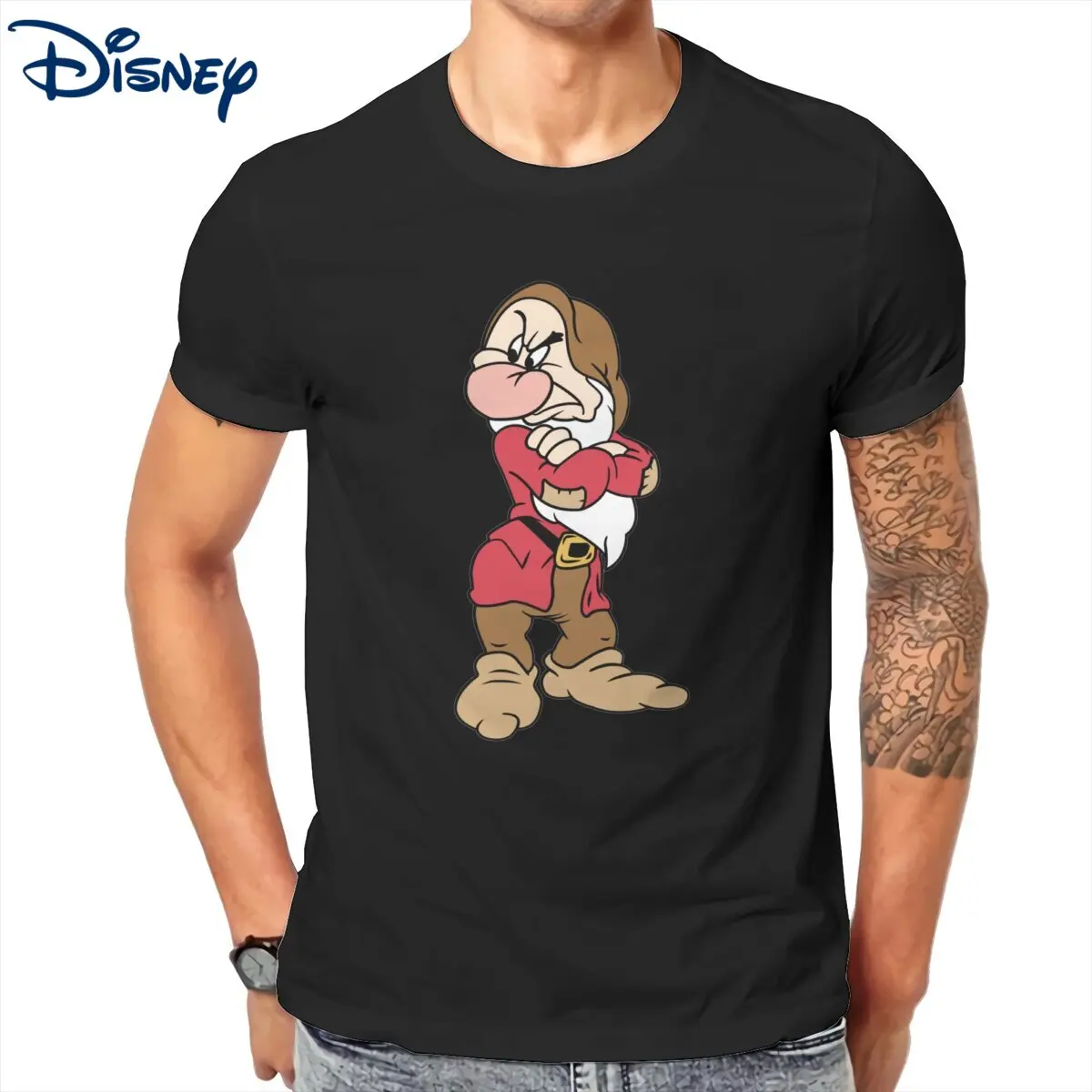 

Grumpy Snow White and the Seven Dwarfs Men's Disney T Shirt Novelty Tees Short Sleeve Round Neck T-Shirts Cotton New Clothing