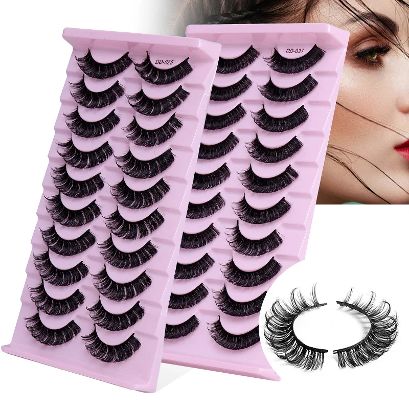 

10 Pairs of False Eyelash Russian D Curling Fake Lashes Multi Layer D-curled Dense Crossing Eyelash Extension Eyelashes Mink