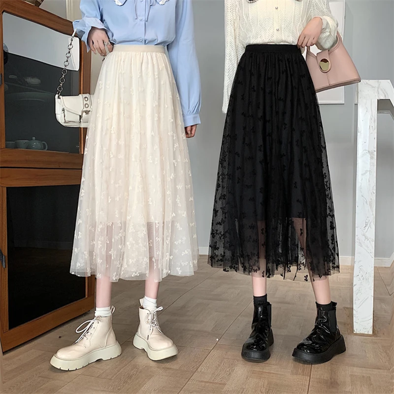 Midi Skirts Womens 2023 Elastic High Waist Mesh Tutu Pleated Skirts Female Polka Dot Long Skirt Streetwear
Midi Skirts Womens 2023 Elastic High Waist Mesh Tutu Pleated Skirts Female Polka Dot Long Skirt Streetwear