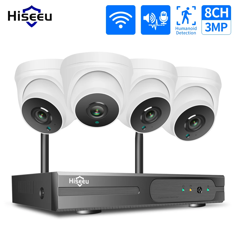 Hiseeu 3 Мп 8 каналов камера видеонаблюдения системы безопасности беспроводной
