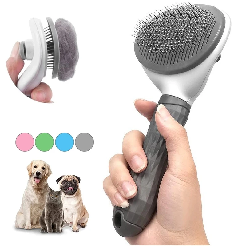 

Depets Self Cleaning Slicker Brush Dog Cat Bunny Pet Grooming Shedding Brush Easy to Remove Loose Undercoat Pet Massaging Tool