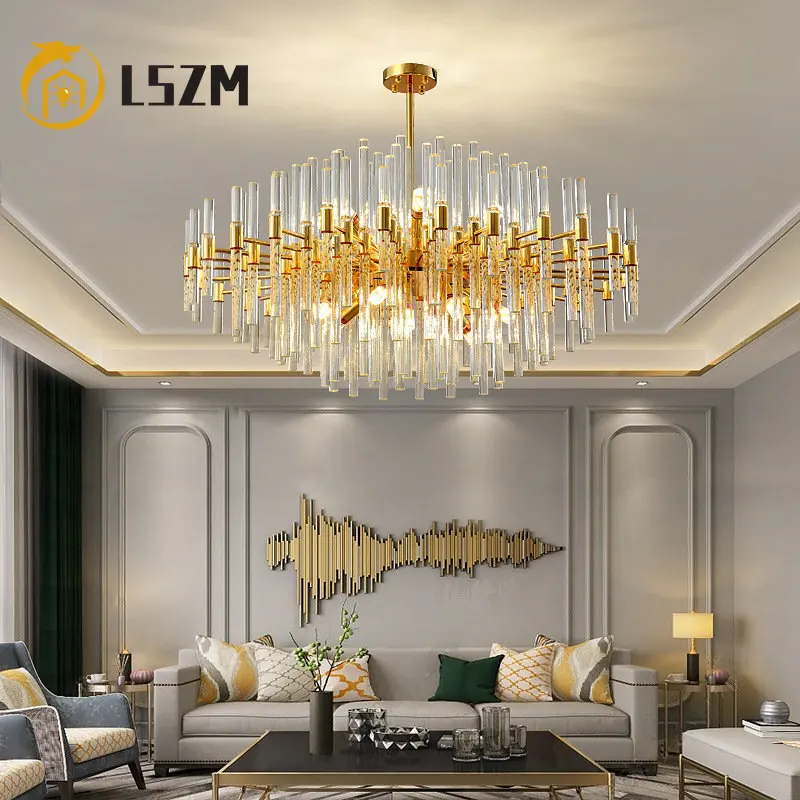 Luxury LED Crystal Chandelier Gold Modern Ceiling Hanging Lamp for Bedroom Kitchen Dining Living Pendant Lights Round Fixtures
Luxury LED Crystal Chandelier Gold Modern Ceiling Hanging Lamp for Bedroom Kitchen Dining Living Pendant Lights Round Fixtures