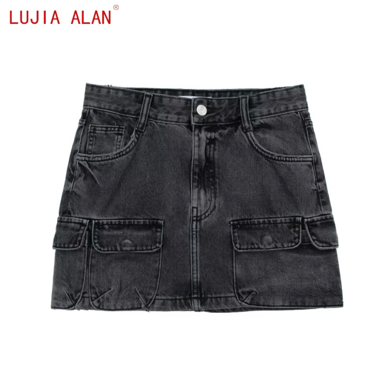 Autumn New Women Flap Pockets Denim Mini Skirts Female Casual High Waist Loose Street Clothing LUJIA ALAN P5252
Autumn New Women Flap Pockets Denim Mini Skirts Female Casual High Waist Loose Street Clothing LUJIA ALAN P5252