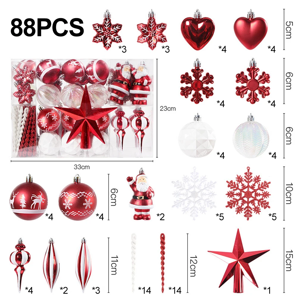 88 Pcs Christmas Ball Christmas Tree Decoration Ornaments For Home Decor New Year Xmas Hanging Pendant Ball Accessories
88 Pcs Christmas Ball Christmas Tree Decoration Ornaments For Home Decor New Year Xmas Hanging Pendant Ball Accessories