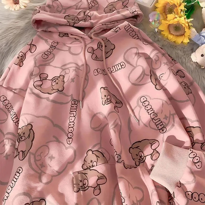 Kawaii Oversized Hoodie Women Casual Cute bear Print Hooded Sweatshirt Loose Drawstring Sports Pullover Vintage Women Pullover
Kawaii Oversized Hoodie Women Casual Cute bear Print Hooded Sweatshirt Loose Drawstring Sports Pullover Vintage Women Pullover