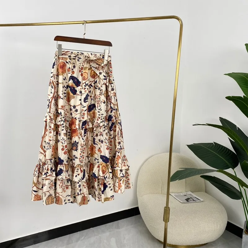 Cotton Skirts Spring Womens Designer Fashion Style Frilled Ruffles Botanic Printed High Waist Beige
Cotton Skirts Spring Womens Designer Fashion Style Frilled Ruffles Botanic Printed High Waist Beige