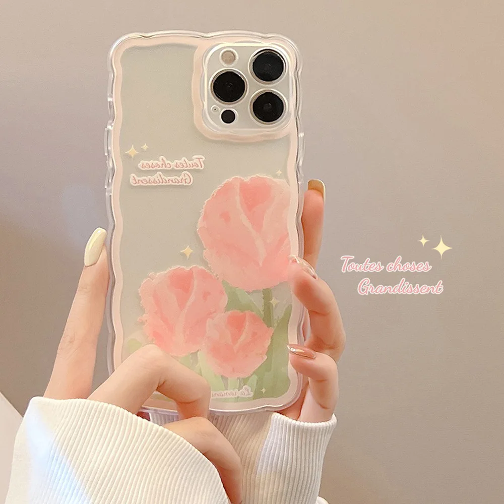 Luxury wave sweet spring tulip art transparent Phone Case For iPhone 13 12 11 Pro Max Xr Xs Max 7 8 Plus case Cute Cartoon cover 
Luxury wave sweet spring tulip art transparent Phone Case For iPhone 13 12 11 Pro Max Xr Xs Max 7 8 Plus case Cute Cartoon cover