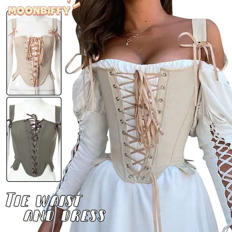 Summer Vintage Corset Tops Women Medieval Sexy Lace Up Bustier Bandage Sleeveless Tank Tops Fairy Princess Cosplay Costume
Summer Vintage Corset Tops Women Medieval Sexy Lace Up Bustier Bandage Sleeveless Tank Tops Fairy Princess Cosplay Costume