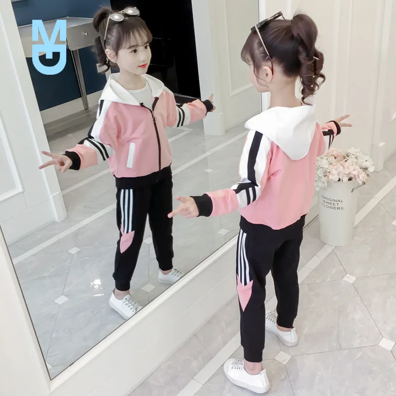 New Active Girl Striped Hooded Clothes Set Teen Tracksuit Spring Autumn Long Sleeve 2pcs Children Suits Little Girl Sets3-12T
New Active Girl Striped Hooded Clothes Set Teen Tracksuit Spring Autumn Long Sleeve 2pcs Children Suits Little Girl Sets3-12T