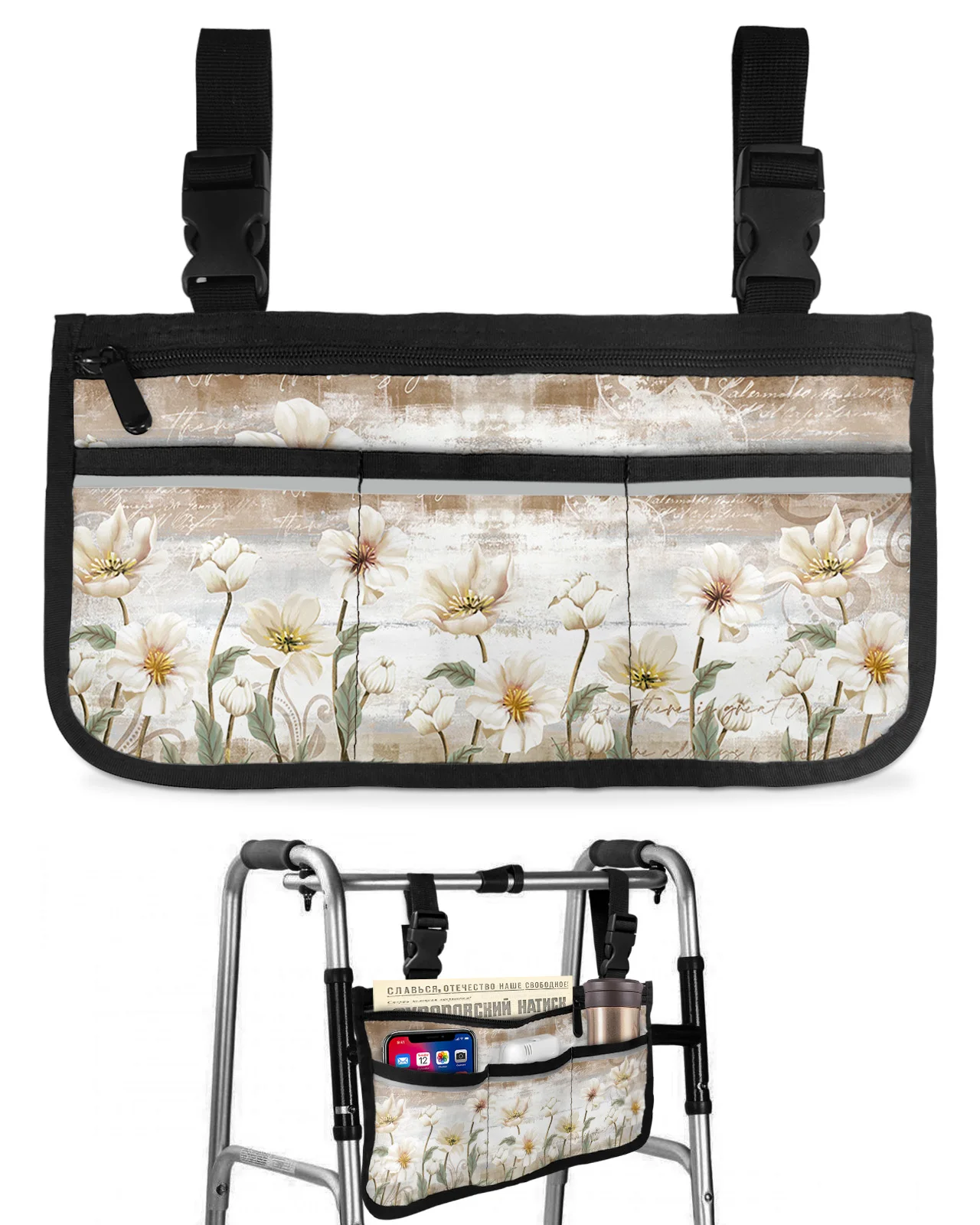 Rustic Vintage Tulips Flowers Wheelchair Bag With Pockets Armrest Side Bags Electric Scooter Walking Frame Storage Pouch
Rustic Vintage Tulips Flowers Wheelchair Bag With Pockets Armrest Side Bags Electric Scooter Walking Frame Storage Pouch