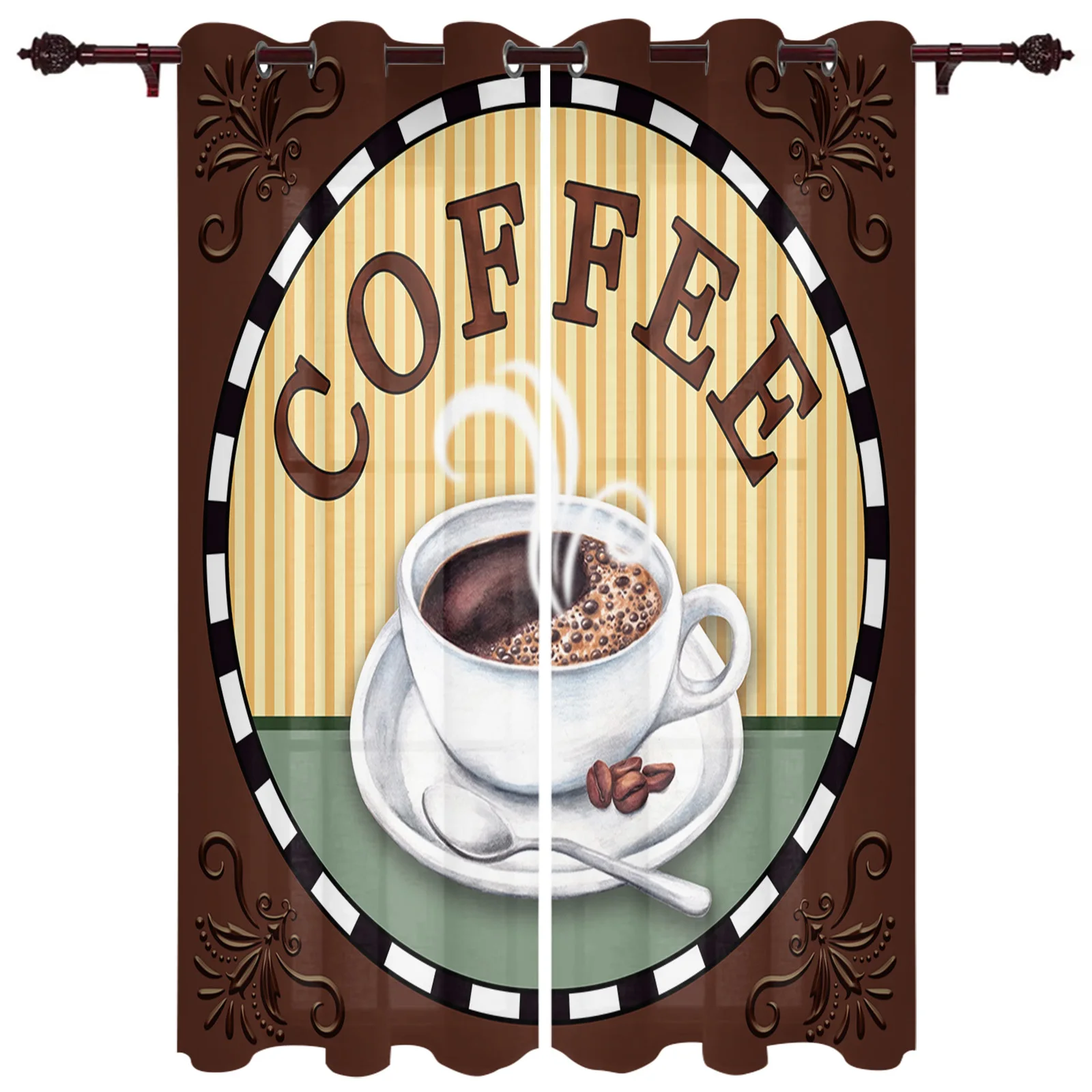 Retro Coffee Farmhouse Printed Curtains for Kitchen Living Room Decor Curtains for Bedroom Balcony Basic Household Drapes
Retro Coffee Farmhouse Printed Curtains for Kitchen Living Room Decor Curtains for Bedroom Balcony Basic Household Drapes